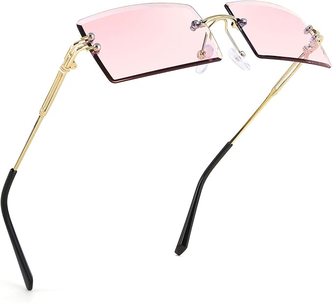 FEISEDY Vintage Rimless Sunglasses Rectangle Frameless Candy Color Glasses Women Men B2642