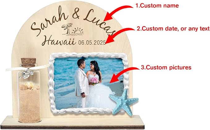 Personalized Honeymoon Sand Jar，Custom Anniversary Photo presents, Vacation Keepsake Jar，Wedding Presents，Honeymoon Present, Bride to be Gift，Valentine’s Day Gifts (semicircle3)