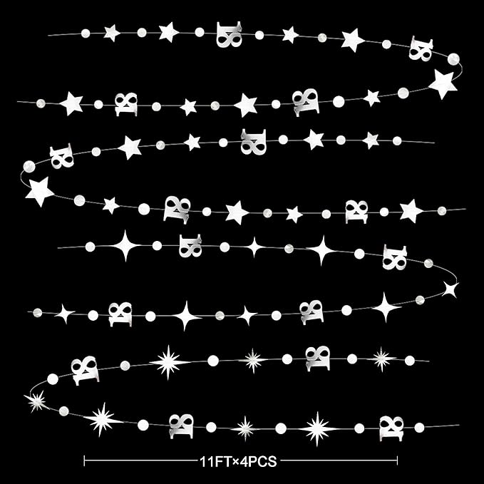 Silver 18th Birthday Decorations Number 18 Circle Dot Twinkle Star Garland Metallic Streamer Banner Backdrop for Girls Boys Happy 18th Birthday Time to Adult Cheers to 18 Years Old Anniversary Party