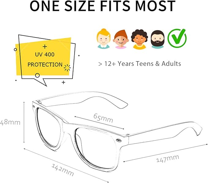 12 Pack Neon Colors Sunglasses Classic Retro Party Favors Sunglasses for Unisex Adult