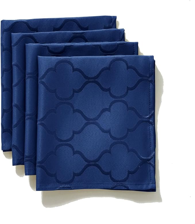 SASTYBALE Jacquard Napkin Flower Pattern Polyester Napkin Spill Proof Wrinkle Resistant Durable Napkins for Kitchen Dining Tabletop (Navy, 20"x 20" Square)