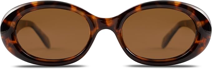 SOJOS Small Retro Oval Polarized Sunglasses for Women Men 90s Vintage UV400 Protection Tiny Sun Glasses SJ2286