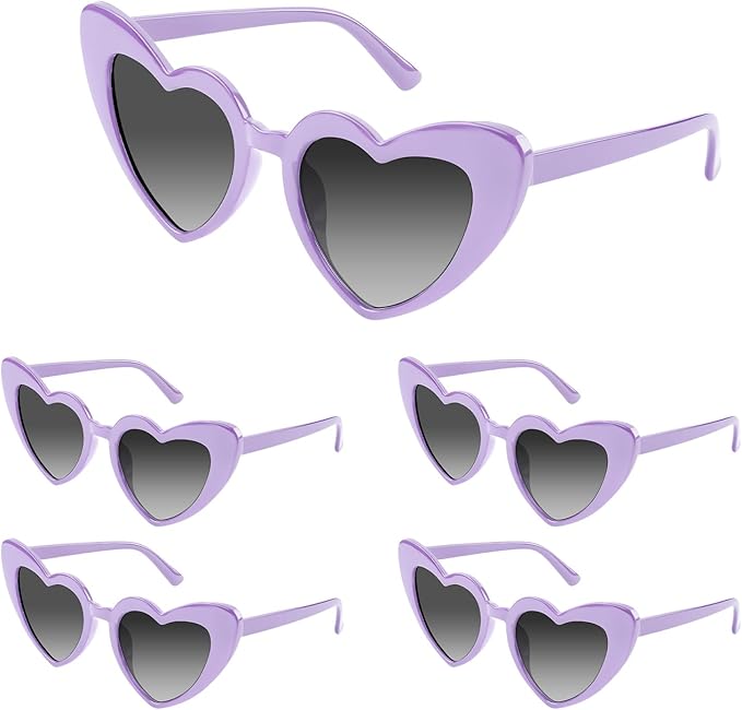5/10/20 Pack Heart Sunglasses Bachelorette Vintage Heart Shaped Glasses for Wedding Bridesmaid Party Favor