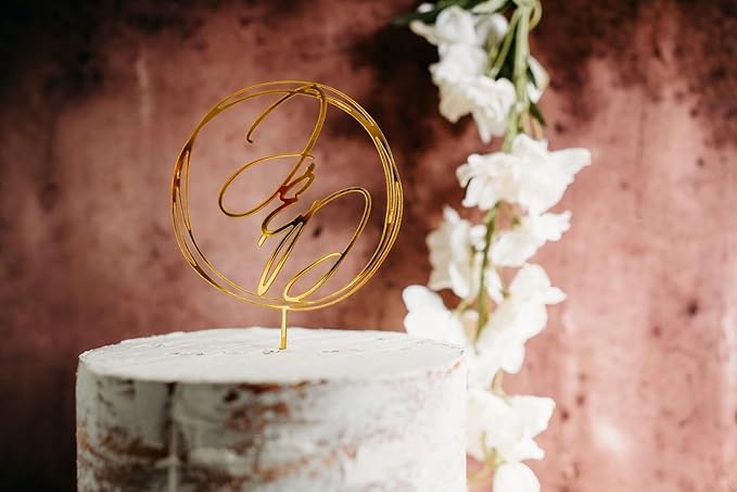 Custom Cursive Wedding Personalized Acrylic and Wood Cake Topper, Modern Handwriting, Cake Topper, Birthday Topper, Rustic Elegant Cake Toppers