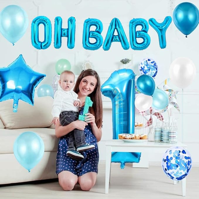 TONIFUL 52 Pieces 16 Inch Blue Letter A-Z Balloons,Custom Phrase Mylar Foil Alphabet Letter DIY Personalized Phrase Banner for Birthday Anniversary Celebration Graduation Party Supplies Decoration