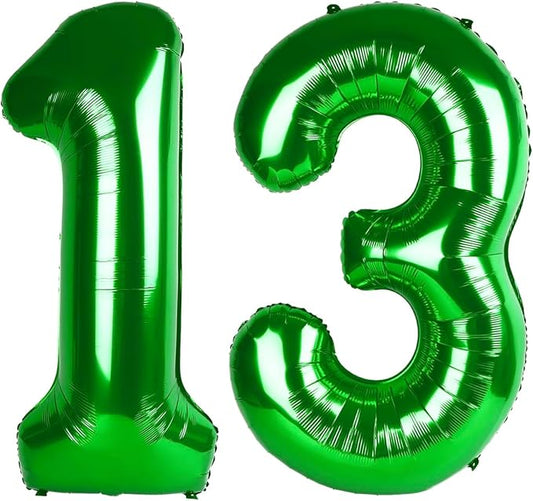 40 Inch Green 13 31 Large Number Balloon, 13 31 Green Birthday Party Decorations, Number 13 31 Foil Balloons for Anniversary Party Graduations Celebration Supplies