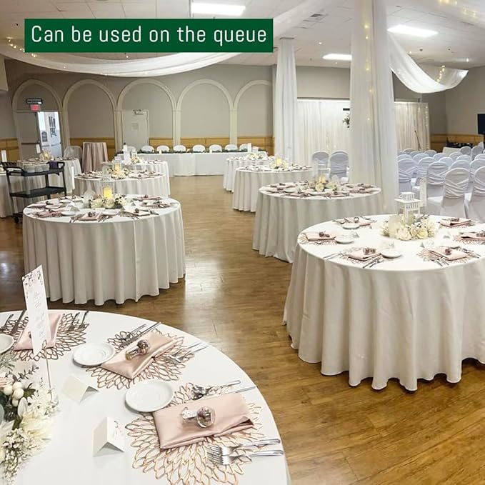 10 Pack Round Tablecloth White 120 Inch, Stain Resistant and Wrinkle Polyester Fabric, Washable Table Cover for Kitchen Dining, Wedding, Buffet Table, Holiday Party