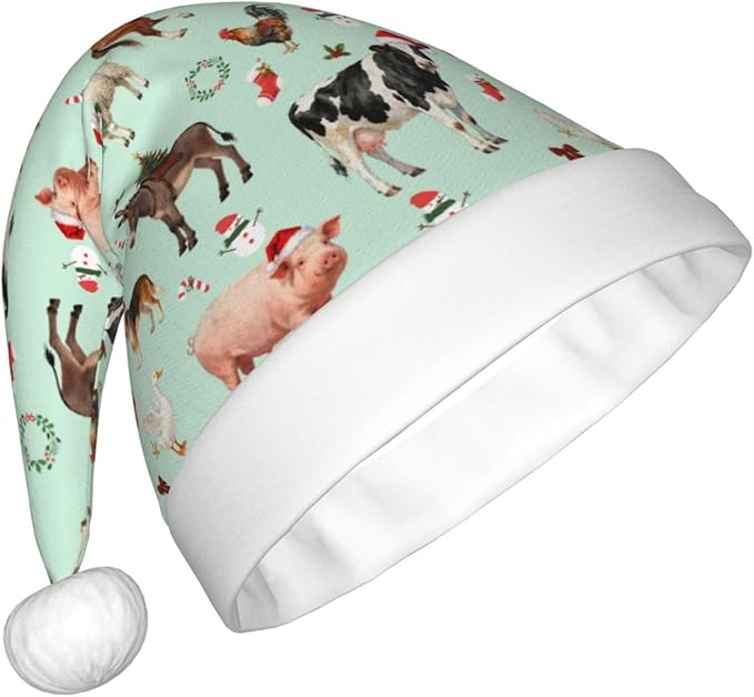 Christmas Santa Hat for Adults,Holiday Unisex Xmas Hat for New Year Party Headwear