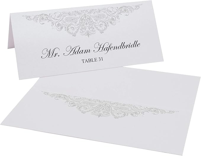 Paisley Place Cards, Silver (Choose Color), Set of 25, Pre-cut and Scored - Wedding, Party, Dinner, and Special Events - Made in the USA