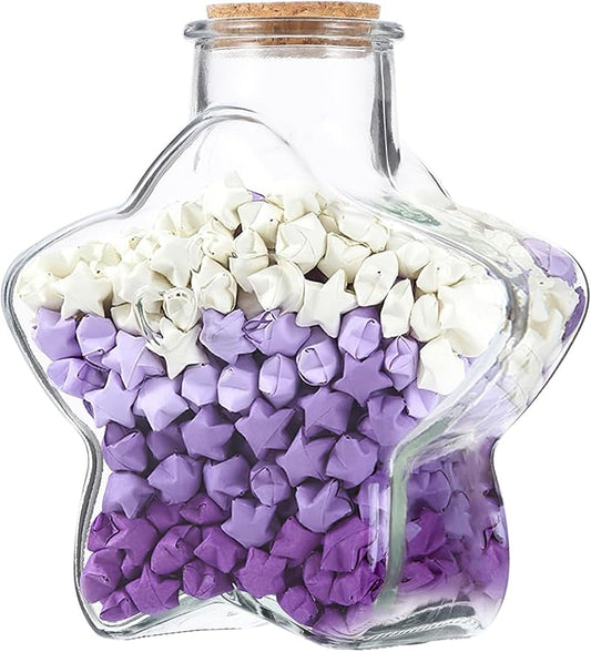 Zerodeko Star Glass Bottles with Cork – Mini Wishing Bottles with 540 Origami Stars & Paper Strips, Message Jar Kit for DIY Christmas Presents, Holiday Party Favors, and Wedding Decorations