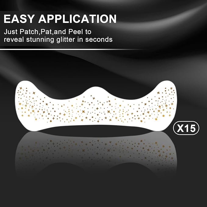 15 Pcs Gold Glitter Freckles Face Tattoo, Gold glitter Freckles Makeup Patches, Waterproof Sparkle Freckles, Glitter Freckles Face Temporary Tattoos for Women