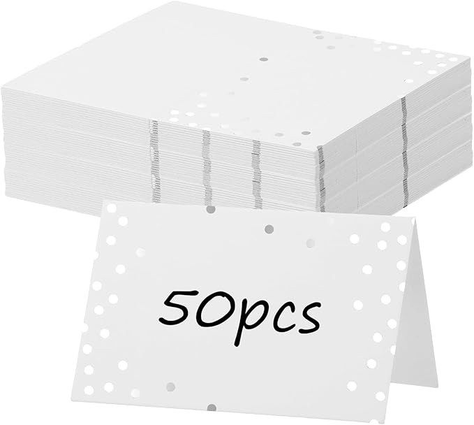 50Pcs Place Cards for Table Setting, Name Cards for Table Setting for Wedding Tables Numbers, Banquets, Events Menu and Card Food Tables for Dinner Party(Silver)