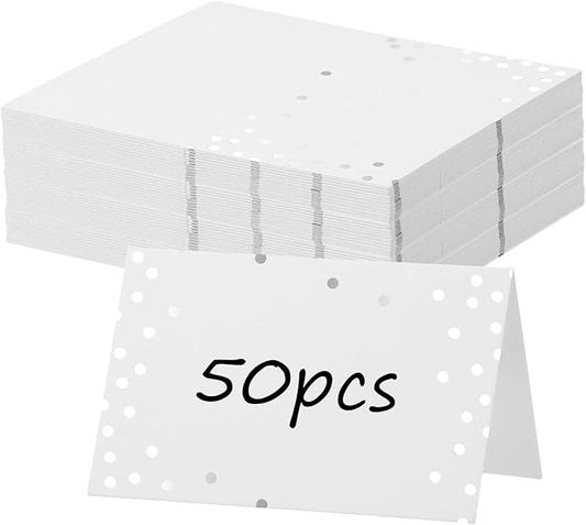 50Pcs Place Cards for Table Setting, Name Cards for Table Setting for Wedding Tables Numbers, Banquets, Events Menu and Card Food Tables for Dinner Party(Silver)