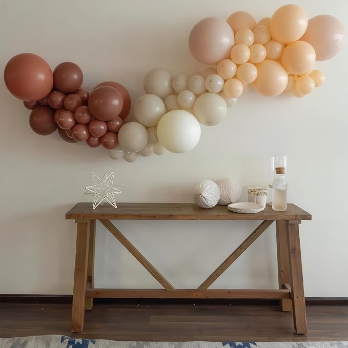 Brown Balloons Garland Arch Kit, Retro Brown Nude Balloons Arch, Tan Ivory Balloon, Burnt Orange White Sand Balloon for Thanksgiving Fall Autumn Pumpkin Neutral Baby Shower Birthday Party Decorations
