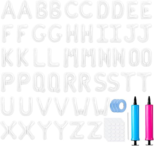 LIOZEOKUN Letter Balloons 16 Inch Alphabet A-Z Mylar Foil Balloons 2 Set for Wedding Birthday Party Decoration Banner Custom Phrase 52 Pcs