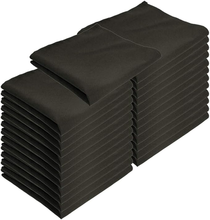 Arkwright Restaurant Cloth Napkins - (Pack of 25) Spun Polyester Dinner Napkin with Hemmed Edges - Ideal for Dinner, Wedding, Party, Banquet, Kitchen, 20 x 20 in, Black