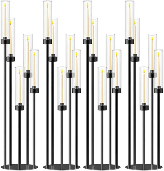 42.5inch 4pcs Black Candelabra Centerpieces for Tables 5 Arms Wedding centerpieces for Decorations