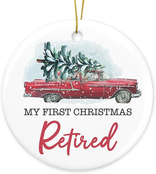 My First Christmas Retired Ornament Retirement Gifts for Her Him Friends Retirement Christmas Ceramic Xmas Tree Ornament Decorations