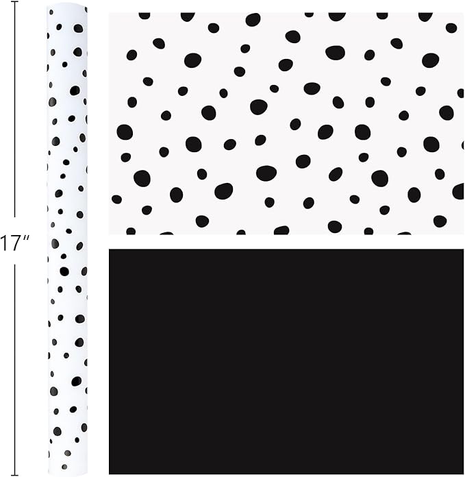 Burymento Black Lrregular Wave Point Wrapping Paper, Reversible Gold Gift Wrap for Birthday, Valentines, Mothers day, Graduation, Wedding, Fathers day, Baby Shower, Christmas (17in x 16.4ft)