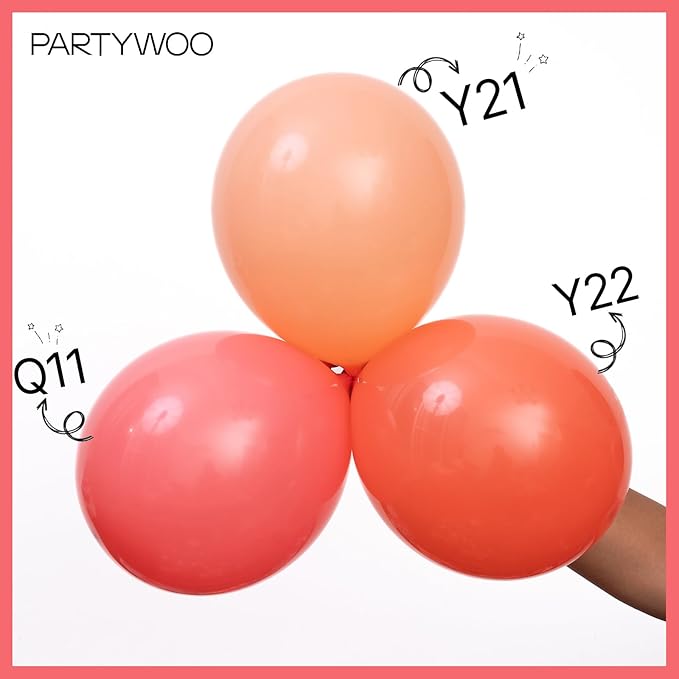 PartyWoo Coral Balloons 50pcs 12 Inch Pastel Red Coral Pink Latex Helium Balloons for Graduation Wedding Anniversary Bachelorette Birthday Princess Summer Watermelon Themed Party Decorations Red-Q11