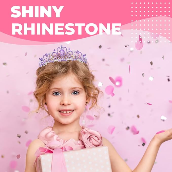 Birthday Tiara and Crown with Sash for Women, Hair Accessories for Wedding Party Costume (C- Purple)