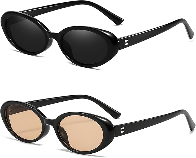 Retro Oval Sunglasses for Women Men Fashion Small Oval Sunglasses 90s Vintage Shades