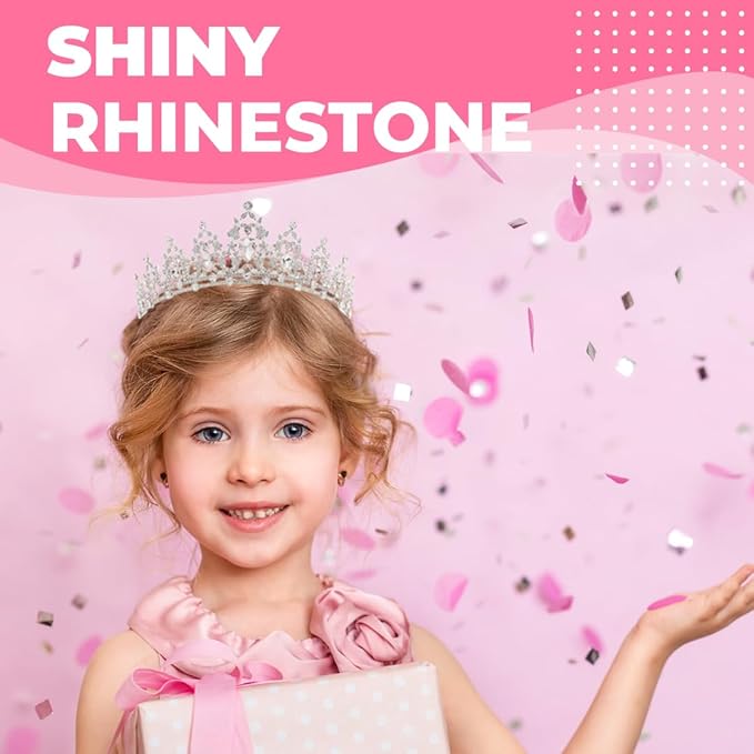 Birthday Tiara Crown with Sash for Women, Headband Hair Accessories for Wedding Party Costume Silver