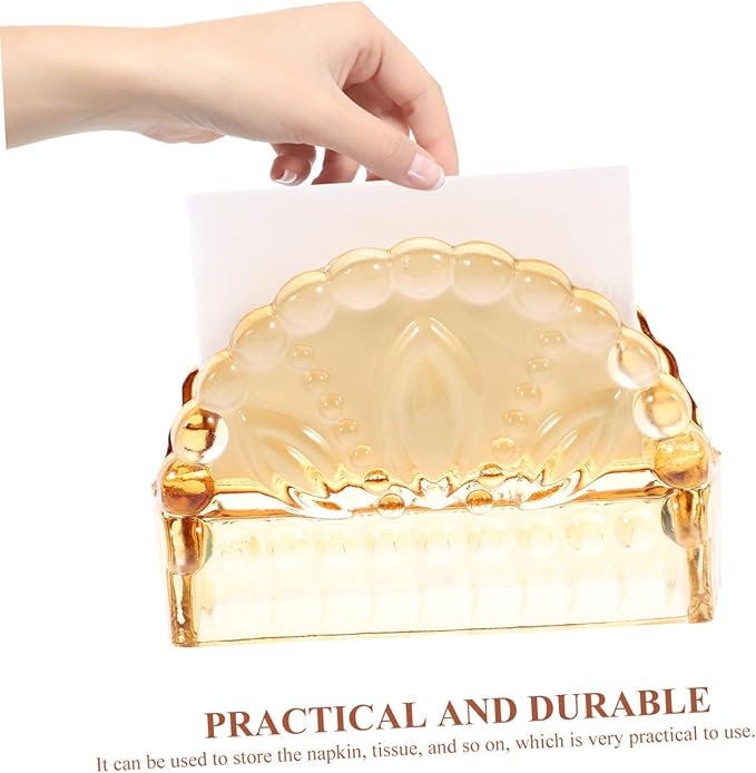 Vintage Amber Glass Napkin Holder Paper Tissue Dispenser for Tabletop Storage Upright Servilleteros for Parties Restaurants Cafes and Home Use