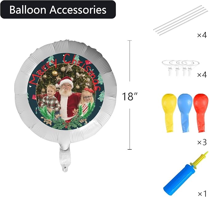 Custom Balloons Photo Text Party Personalized Picture Balloons with logo Names Balloons First Birthday, Birthday Party, 16 years old Party, Christmas Party Balloon With Stand and Pump