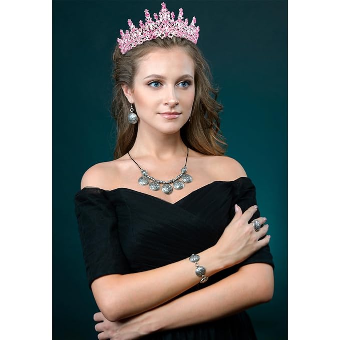 VELSCRUN Pink Crystal Birthday Tiara Crowns for Women Girls It's My Birthday Sash Queen Girls Princess Crown with Combs Happy Birth Party Decorations Mom Sisters Birth Gift Hair Accessories