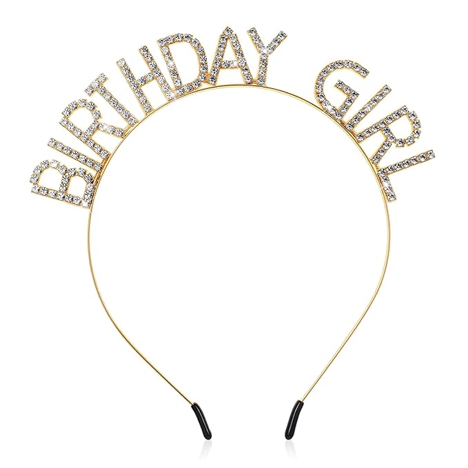 Gold Birthday Girl Headband,Glitter Letter Tiara,HappyBirthday Tiara for Women Girls Princess Crown Rhinestones Accessories Birthdays Girl Crown for Party Deco Gift