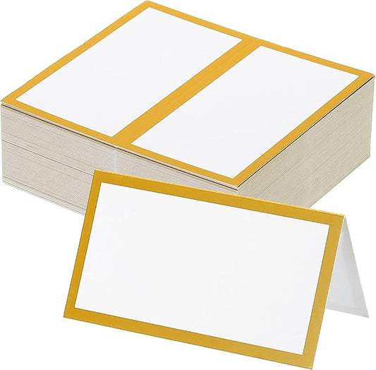 PATIKIL 50Pcs Table Place Cards, 3.5 x 2 Inches Blank Name Place Cards for Table Setting Wedding Reception Buffet, Gold