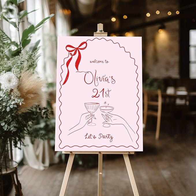 21st Welcome Birthday Sign Pink, 30th Birthday Welcome Sign, Birthday Decorations Sign