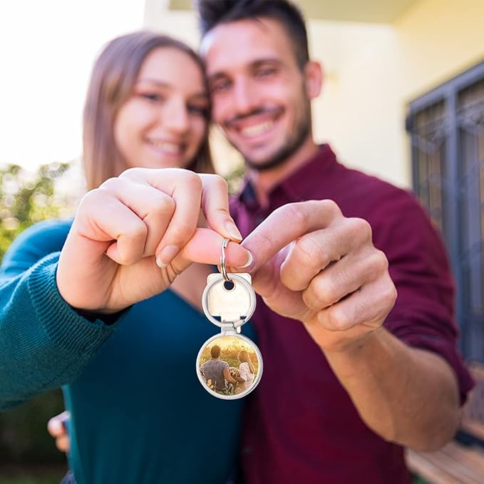 Personalized Custom Keychain with Picture - Turnable Double Sided Colorful Photo Key chains Memorial Gifts for Family Lover