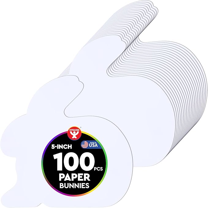 Hygloss Bunny Shape Paper Cut-Outs for Arts & Crafts-Many Creative Uses-Easter Activities-White-5 Inches- 100 Pcs