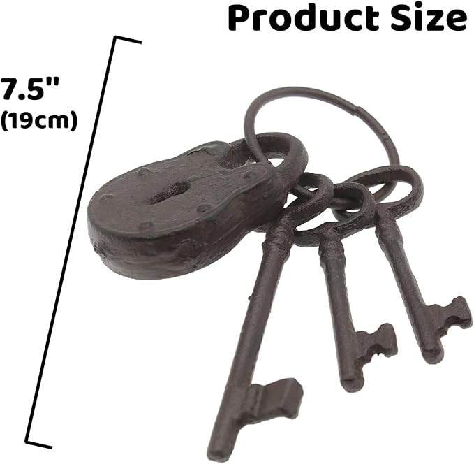 Hananona Vintage Cast Iron Skeleton Key Ring Antique Pirate Treasure Chest Keys Set For Home Decor, Halloween Costume Prop