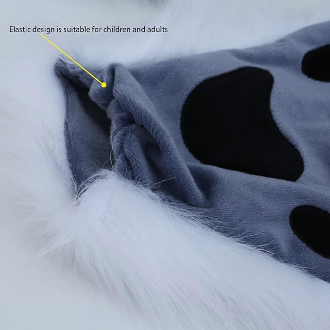 Adolala Faux Fur Fox Tail Cat Wolf Set Plush Mask Fluffy Paw Gloves Halloween Christmas Party for Women