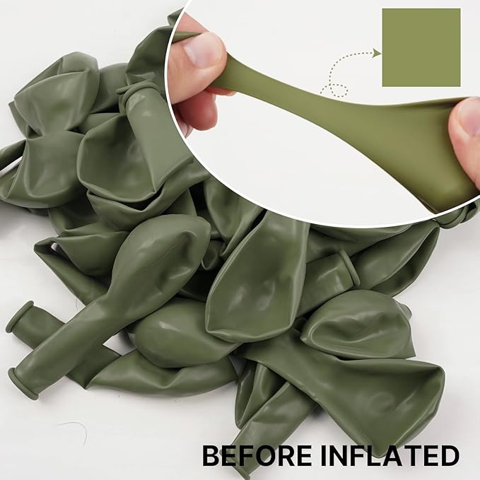 PartyWoo Sage Green Balloons 50 pcs 12 Inch Matte Sage Olive Green Boho Neutral Eucalyptus Latex Helium Balloons for Wedding Baby Shower Gender Reveal Birthday Graduation Party Decorations Green-F11
