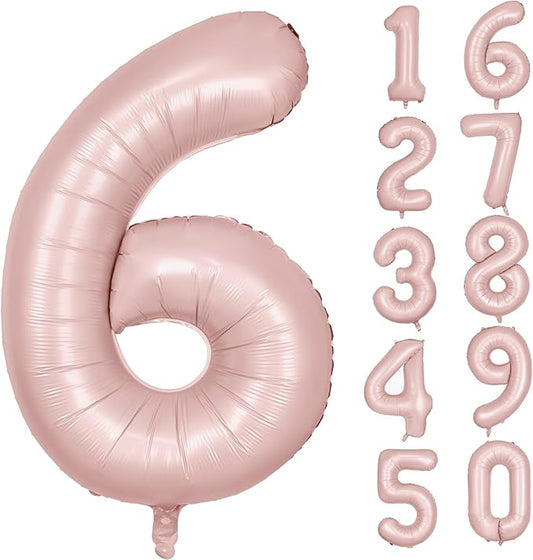 40 inch Pink Number Balloon Light Pink 6 Balloon Matte Pink Number 6 Balloon for 6th Birthday Party Decorations