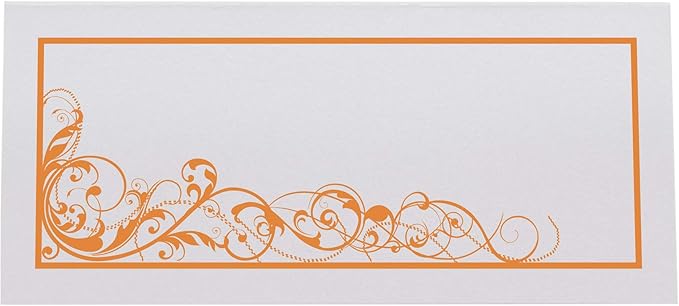 Scribble Vintage Swirl Place Cards, Orange (Choose Color), Set of 60, Pre-cut and Scored - Wedding, Party, Dinner, and Special Events - Made in the USA