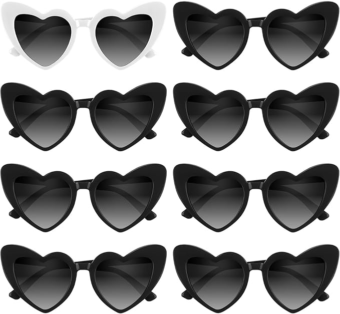 4/6/8/10/12 Pack Bachelorette Sunglasses Heart Sunglasses Vintage Heart Shaped Glasses for Women Bridal Party Wedding