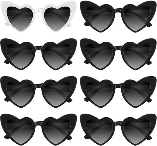 4/6/8/10/12 Pack Bachelorette Sunglasses Heart Sunglasses Vintage Heart Shaped Glasses for Women Bridal Party Wedding