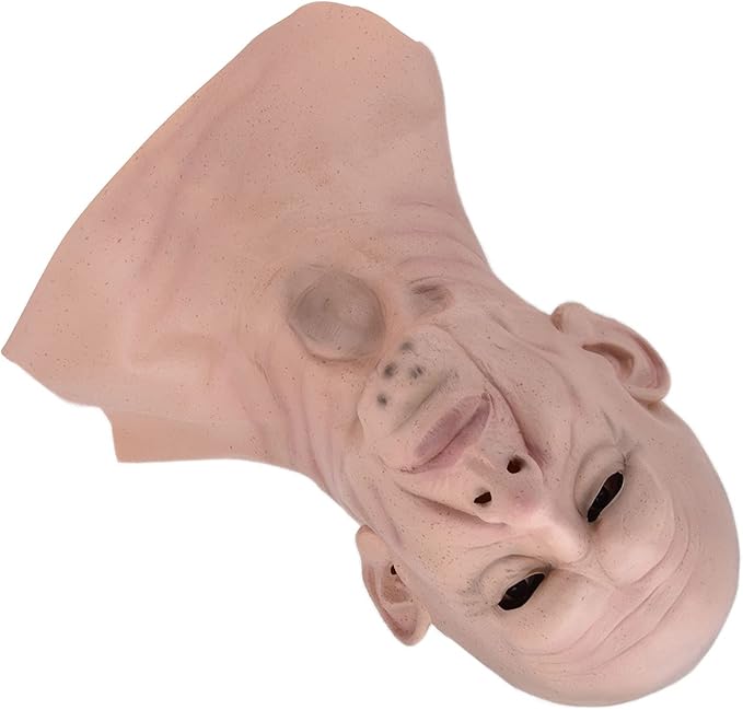 Realistic Bald Head Man Latex Human Face Funny Scary Halloween Costume Cosplay Props for Halloween Parties and Haunted Houses Suitable for Adults and Teens Over 14 Years Ol