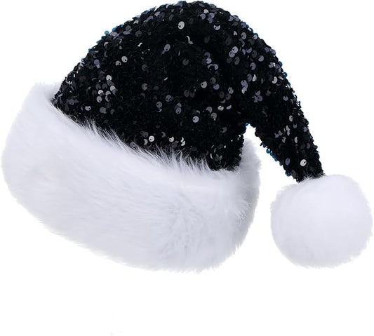 Personalized Sequin Santa Hat for Adults, Red Glitter Christmas Party Hat, Xmas Halloween New Year Holiday Headwear