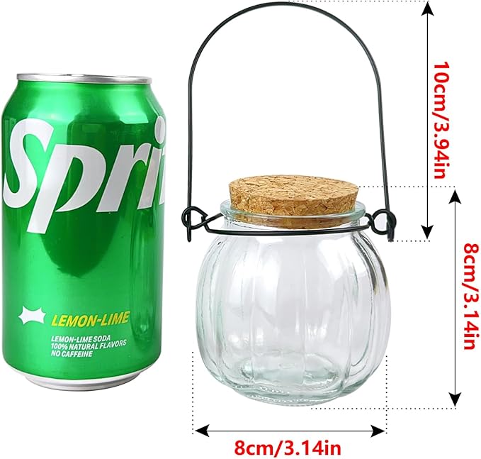 2 Pcs Decorative Glass Jars,Pumpkin Shape Bottles With Cork Stopper and Hanging Rings Wishing Bottle Hydroponic Glass Vases Decor for Home Furnishing Outdoor Party Wedding Centerpiece（Pumpkins）