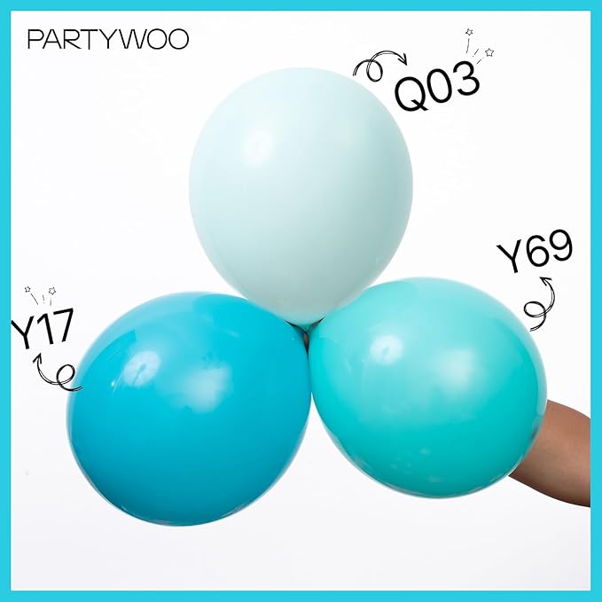 PartyWoo Dark Teal Balloons 50pcs 12 Inch Turquoise Aqua Blue Teal Balloons for Graduation Wedding Baby Shower Bridal Shower Gender Reveal Engagement Birthday Pool Party Decorations Blue-Y17