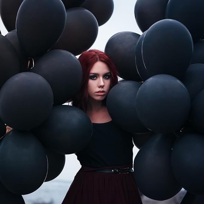 Black Balloons - 12 Inch, 50pcs Matte Black Latex Balloons for Arch, Birthday, Wedding, Baby Shower, Halloween, Graduation Parties