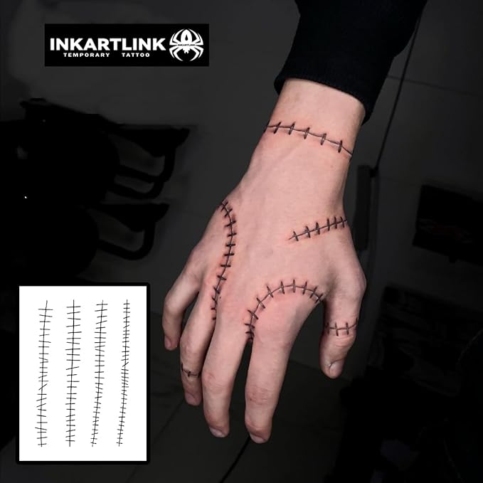 INKARTLINK Semi Permanent Tattoos,Halloween temporary tattoo, party tattoos, realistic, waterproof, cruelty-free, non-reflective (Simulation Scars)