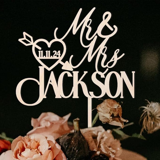 Wedding Cake Toppers, Wedding Cake Toppers Bride and Groom, Custom Cake Topper, Customize Your Own Anniversary Mr and Mrs (Cake Topper Design 5)