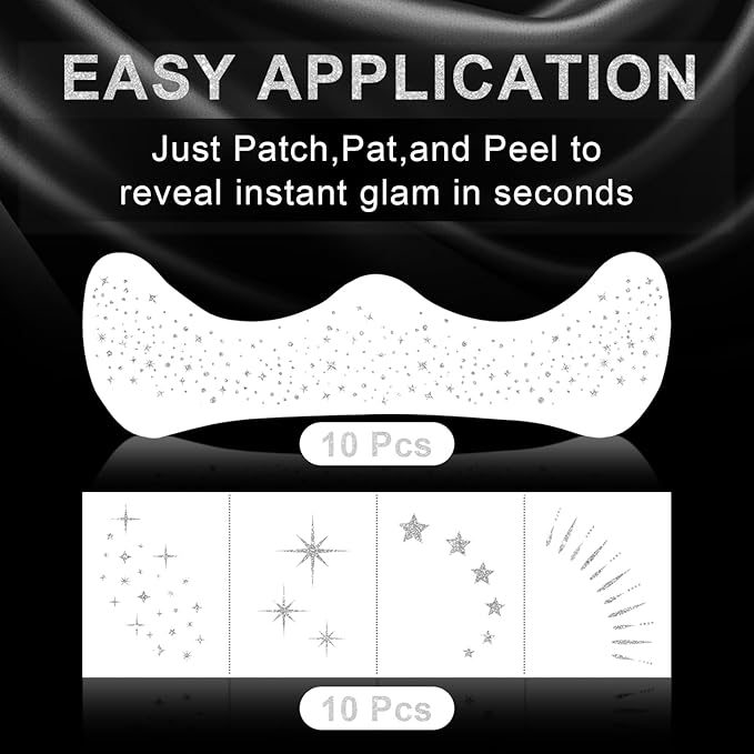Glitter Freckles Face Tattoo, 20PCS Silver Makeup Patch, Faux Freckles Waterproof Temporary Tattoos Cute Glitter Women and Kids Makeup Accessories For Christmas (Silver)